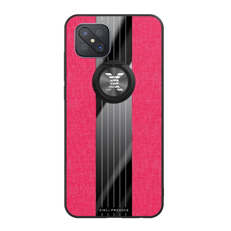 Case OPPO Reno 4Z 5G #เคสฝาหลังเคลือบผ้าเนื้อมีแหวนสวมนิ้ว TPU ไฮบริด+อะคริลิ + แหวนโลหะ