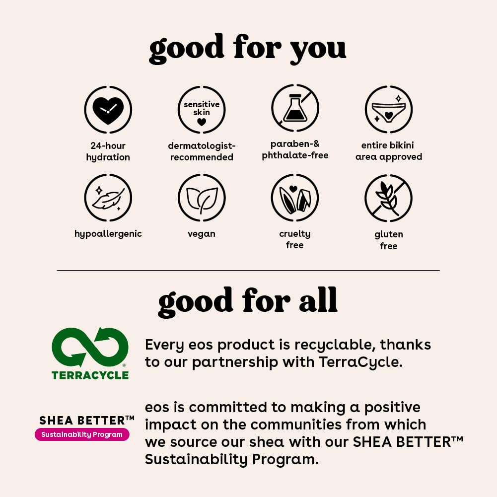 EOS® Shea Better 24H Moisture Shave Cream for Women, 207 mL ครีมโกนขน สำหรับผู้หญิง กลิ่นราสเบอร์รี่ทับทิม