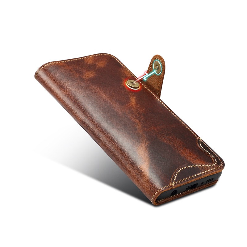 Case Samsung Galaxy S10 #เคสฝาพับหนังแท้พร้อมสายคล้อง Genuine Wallet Leather Phone Cover with Lanyard