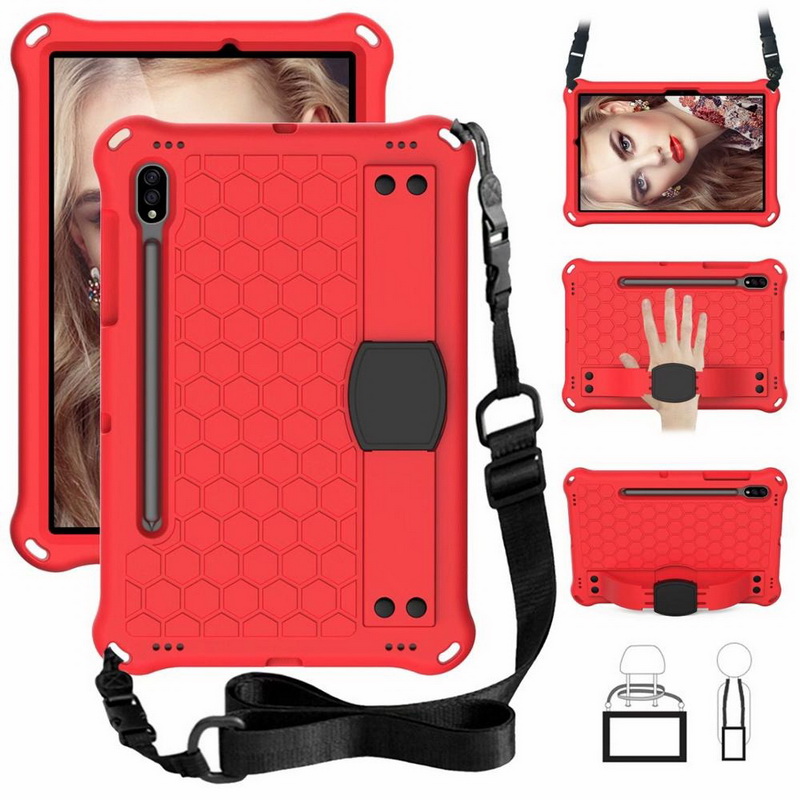 เคส Samsung Galaxy Tab S7 SM-T870 SM-T875 #เคสกันกระแทกลายรังผึ้งพร้อมสายคล้องไหล่ EVA Tablet Hybrid Shell with Shoulder Strap