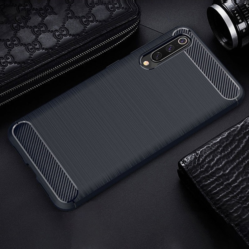 เคส Xiaomi Mi 9 SE #เคสคาร์บอนไฟเบอร์ ผิวขัดแปรง Brushered TPU Back Case