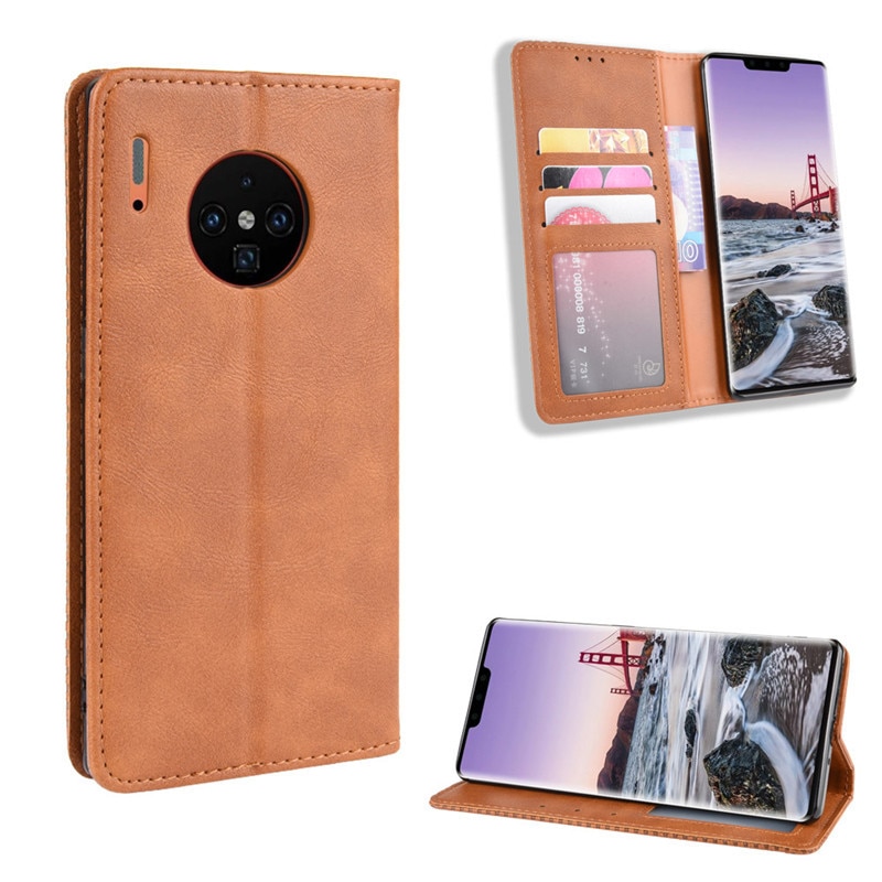 เคส Huawei Mate 30 Pro #เคสฝาพับปกหนังสไตล์วินเทจดูดซับอัตโนมัติแบบกระเป๋าสตางค์