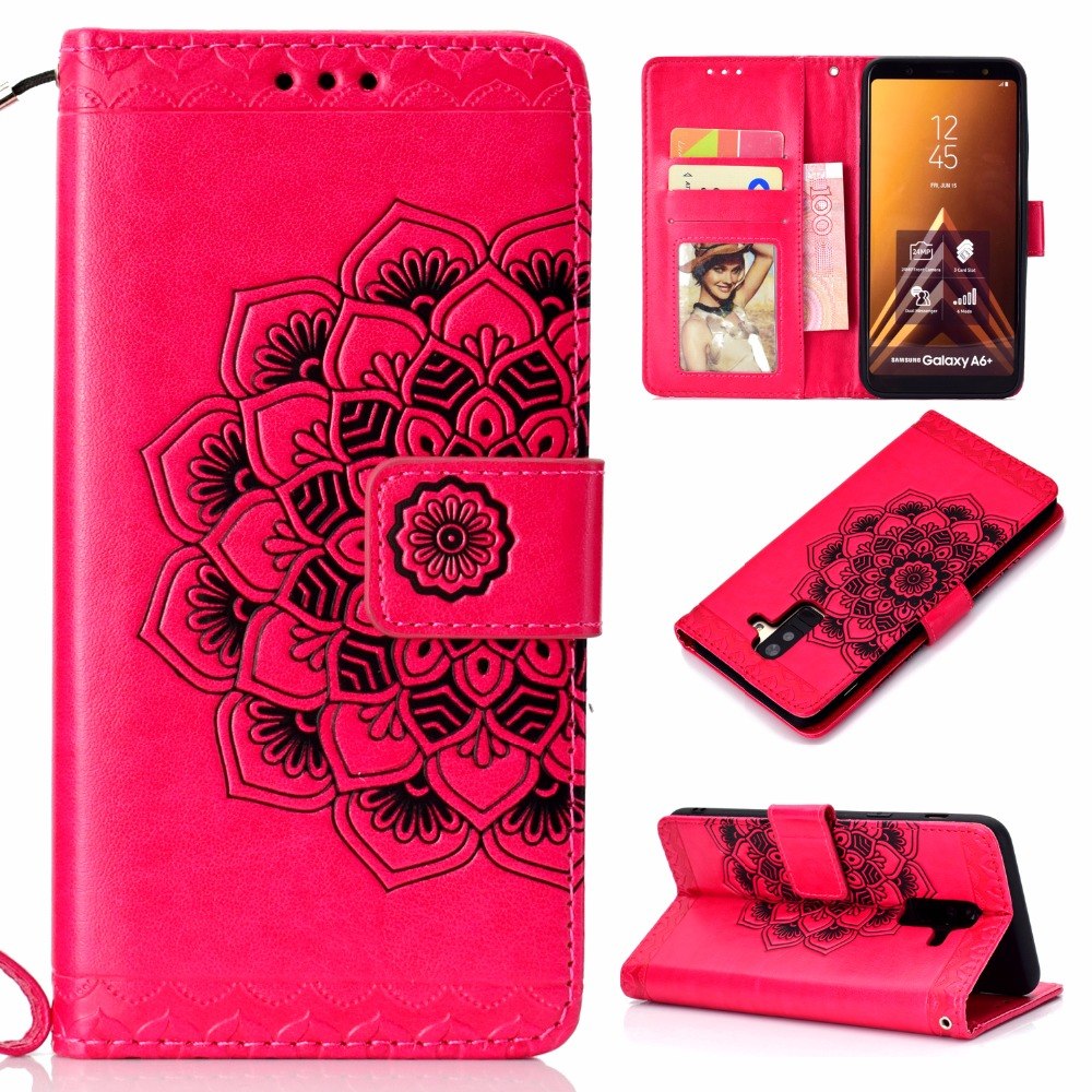 Case Samsung Galaxy A6+ (2018) #เคสฝาพับหนัง PU พิมพ์ลายแมนดาลา
