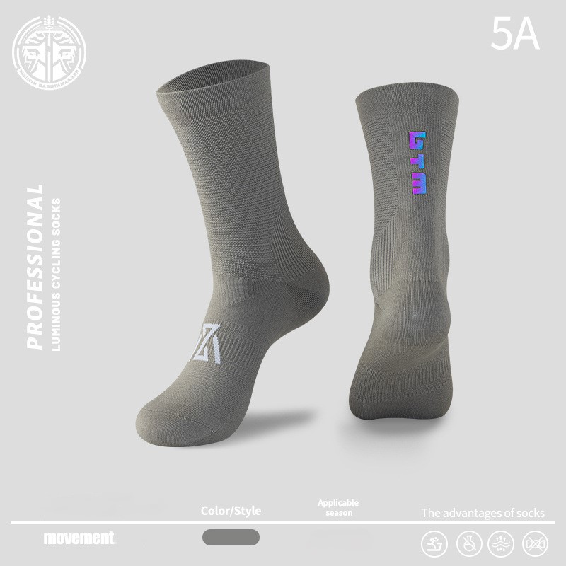 ถุงเท้าวิ่งครึ่งแข้ง ถุงเท้าเรืองแสง สำหรับวิ่งมาราธอน หนานุ่มใส่สบายระบายอากาศดี เรืองแสงในที่มืด (N05)