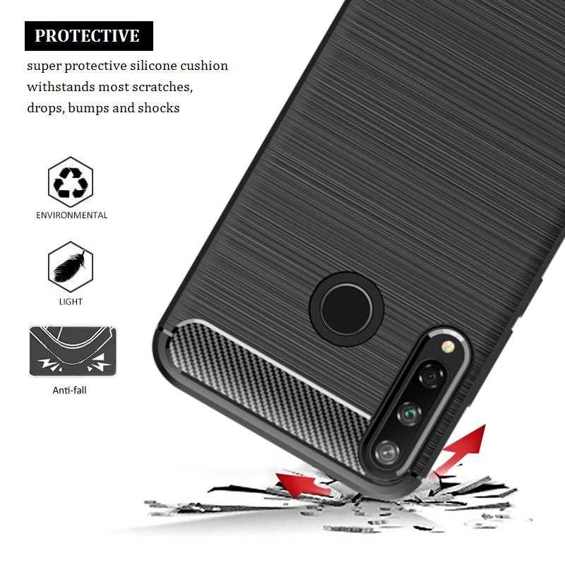 เคส Huawei Y7p #เคสคาร์บอนไฟเบอร์ ผิวขัดแปรง Brushered TPU Back Case