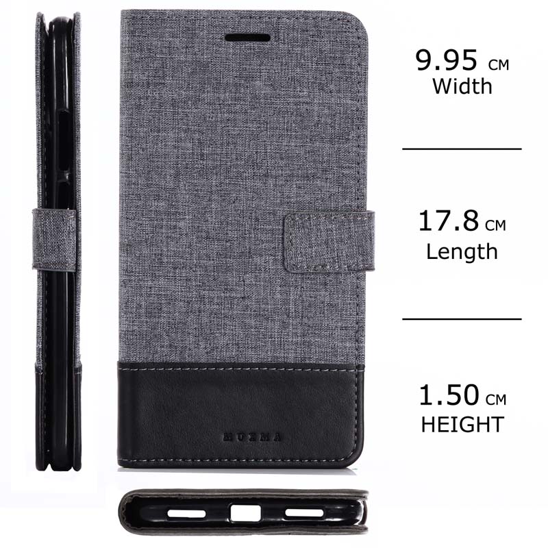 Case realme C17 #เคสแบบฝาพับ MUXMAหนังPU ออกแบบสีทูโทนตัดลายผ้า Canvas Splicing