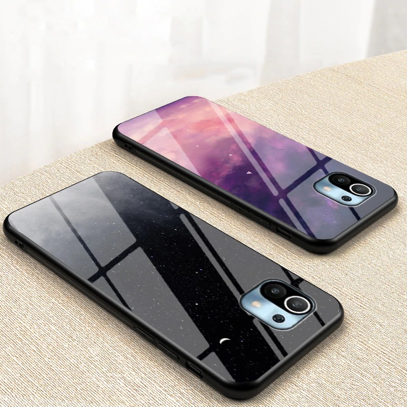 เคส Xiaomi Mi 11 #เคสฝาหลัง Gradient Color Glass + PC + TPU Hybrid Case