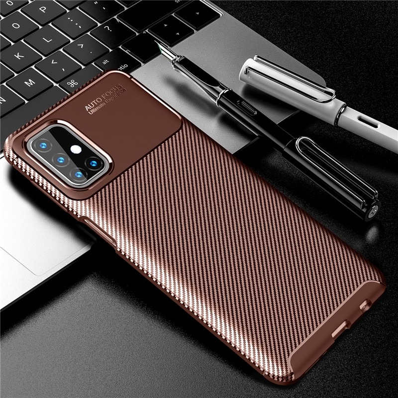 เคส Samsung Galaxy M51 #เคสฝาหลังนิ่ม Carbon Fiber Anti-drop TPU Protection