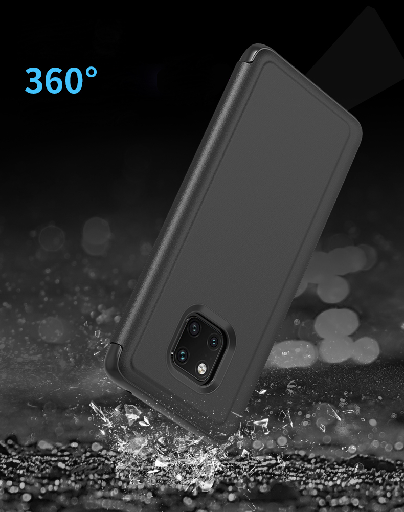 Case Huawei Mate 20 Pro (พร้อมส่ง) #เคสฝาพับปกโปร่งแสงผิวเงา Electroplating Mirror Surface สำหรับWindow View สีโรสโกลด์