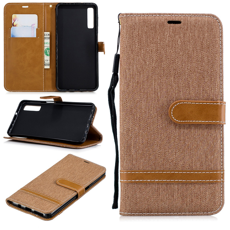 Case Samsung Galaxy A7 (2018) #เคสฝาพับหนัง PU พร้อมสายคล้องมือ สีสันสดใส