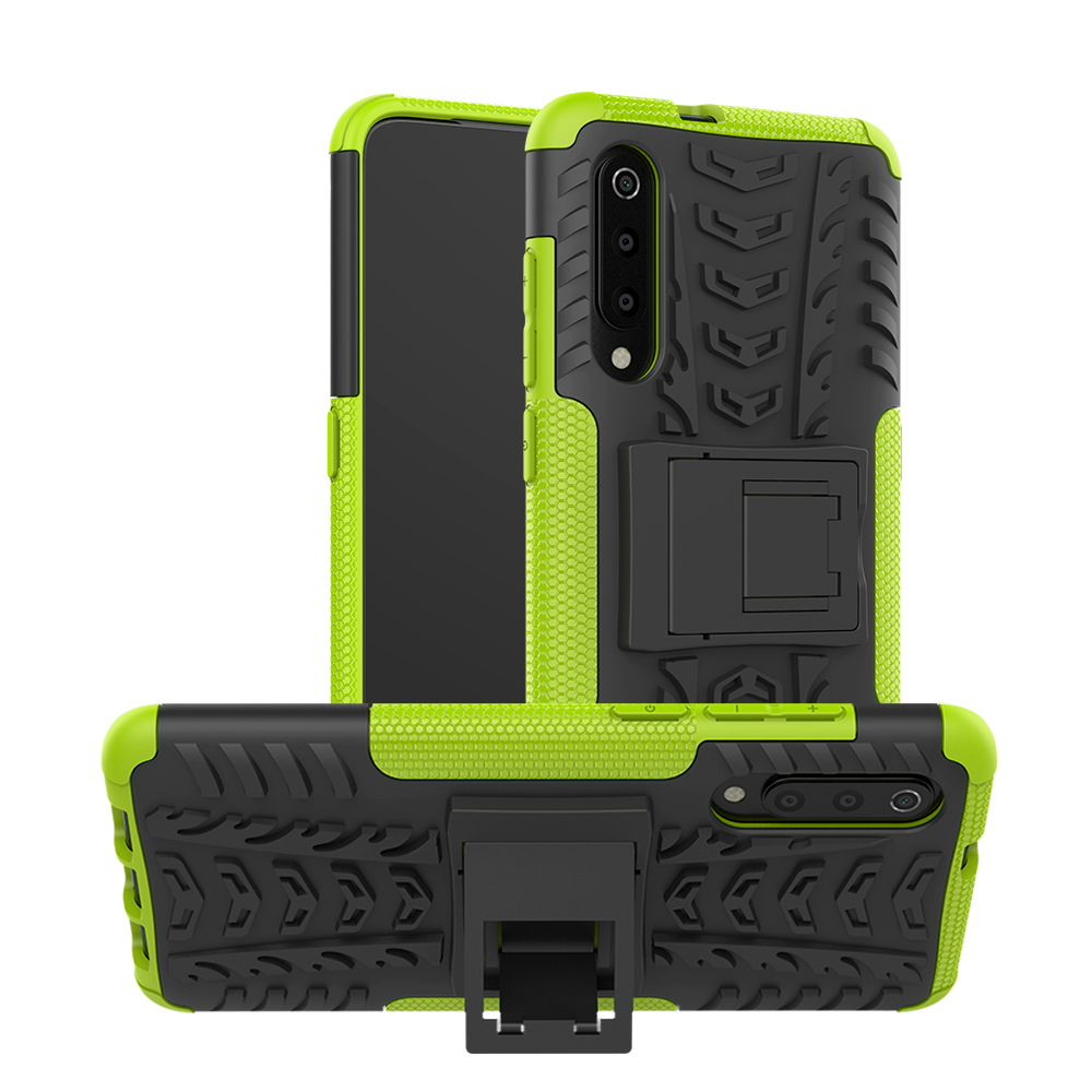 เคส Xiaomi Mi 9 SE #เคสฝาหลังกันลื่น Cool Tyre Pattern Kickstand (PC + TPU)