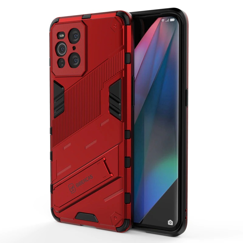 เคส OPPO Find X3 Pro #เคสฝาหลังพลาสติก ไฮบริด TPU + Kickstand