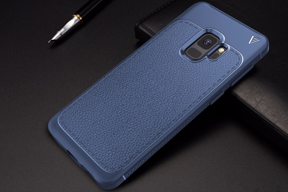 Case Samsung Galaxy S9 IVSO Gentry Series #เคสฝาหลัง TPU ลายผิวเคลือบหนัง PU - สีน้ำเงิน พร้อมส่ง