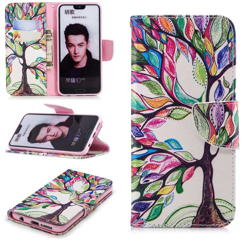 เคส Honor 10 #เคสฝาพับกระเป๋าสตางค์หนัง PU พิมพ์ลายสวยๆ Pattern Printing Leather Wallet