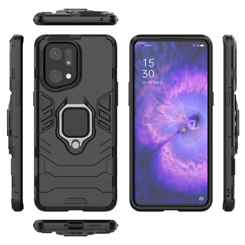 Case OPPO Find X5 Pro 5G #เคสฝาหลังพลาสติกแข็ง +TPU Hybrid Case มีแหวนสวมนิ้วโลหะ