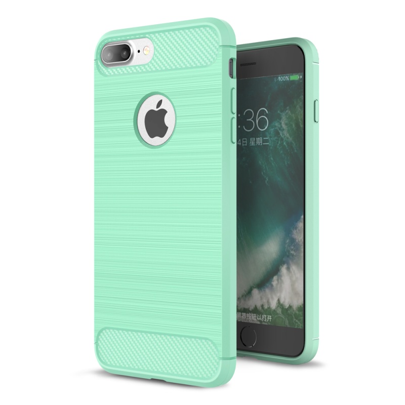 Caseiphone 7 plus / 8 plus เคสฝาหลังเกราะคาร์บอนไฟเบอร์ Rugged Armor Brushed TPU Back Case