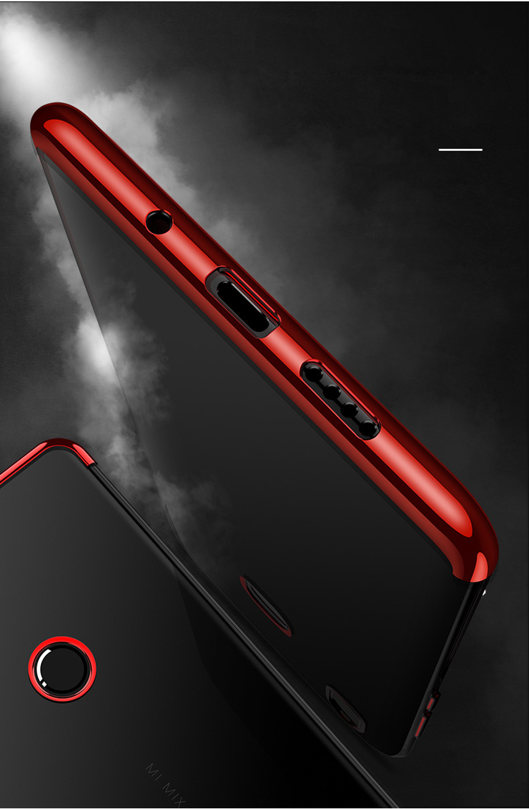 Case Xiaomi Mi 8 (6.21-inch) #เคสฝาหลังใสนิ่มขอบสีชุบเงาเหมือนโลหะคุณภาพดีราคาเบาๆสบายกระเป๋า