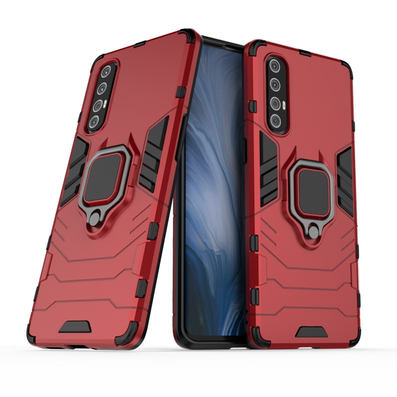 Case OPPO Reno 3 Pro 4G 6.4นิ้ว #เคสฝาหลังพลาสติกแข็ง +TPU Hybrid Case มีแหวนสวมนิ้วโลหะ