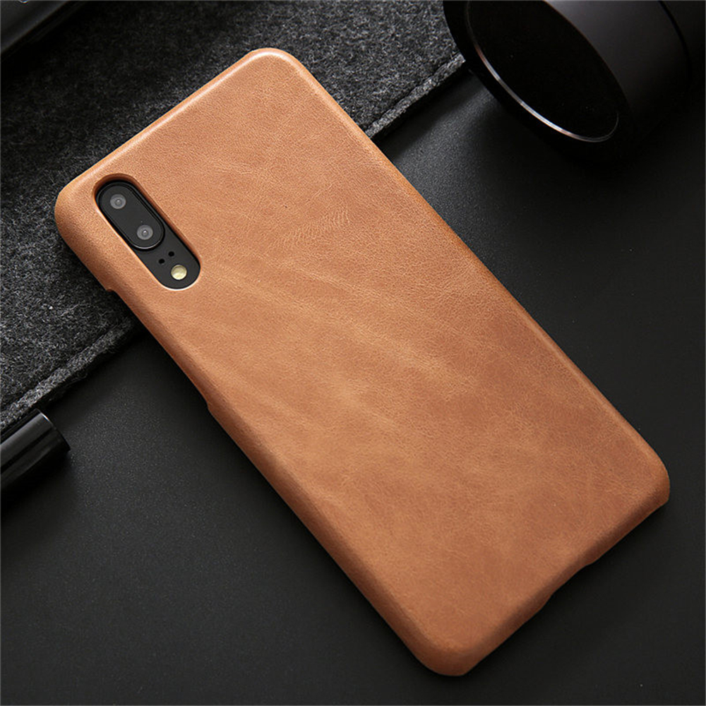 Case Huawei P20 Pro #เคสฝาหลังหุ้มหนังแท้ Retro Genuine Leather Coated Hard PC Case
