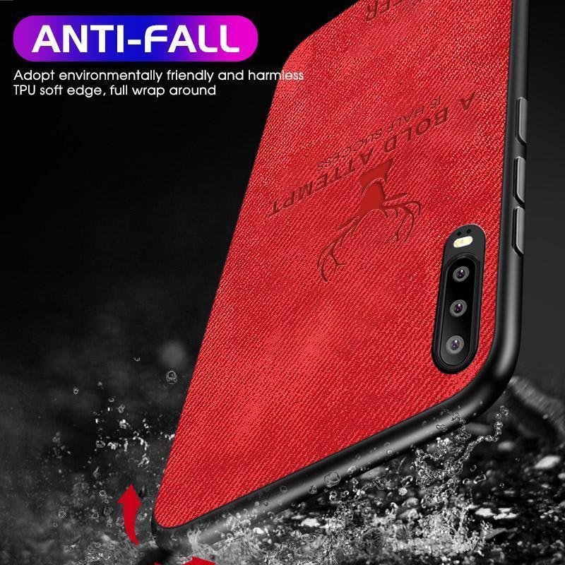 Case Huawei Y9s #เคสฝาหลังเคลือบผิวผ้า PC + TPU Retro Velvet Cloth Coated