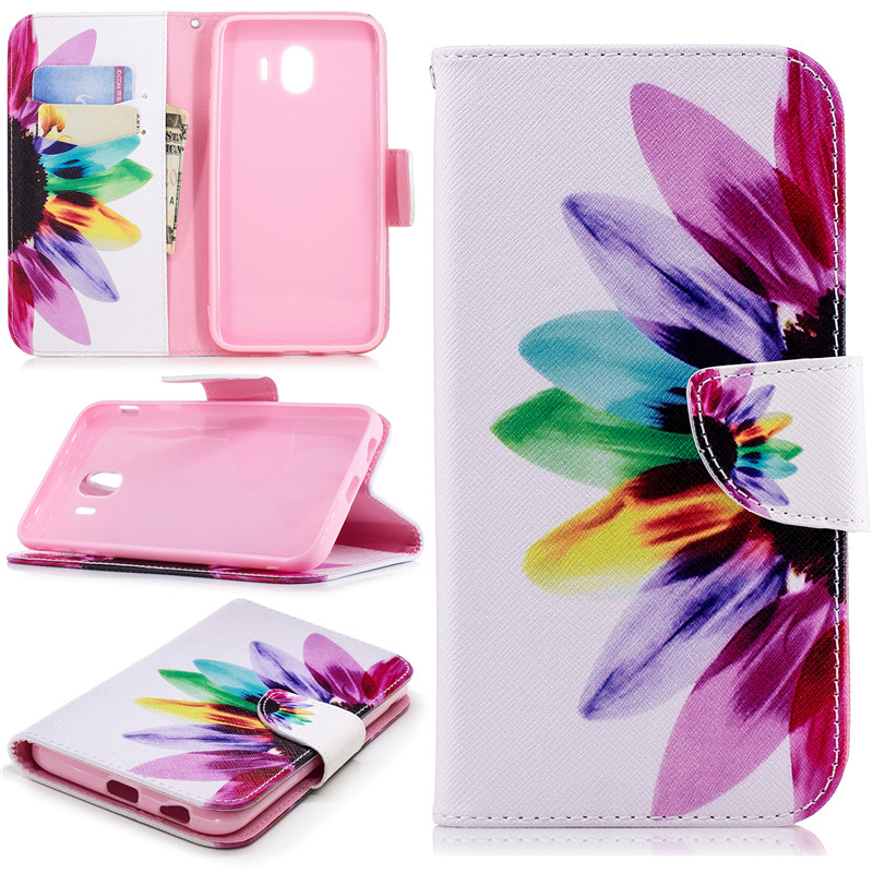 Case Samsung Galaxy J4 (2018) #เคสฝาพับกระเป๋าสตางค์หนัง PU พิมพ์ลายสวยงามน่ารักๆ Pattern Printing Leather Wallet