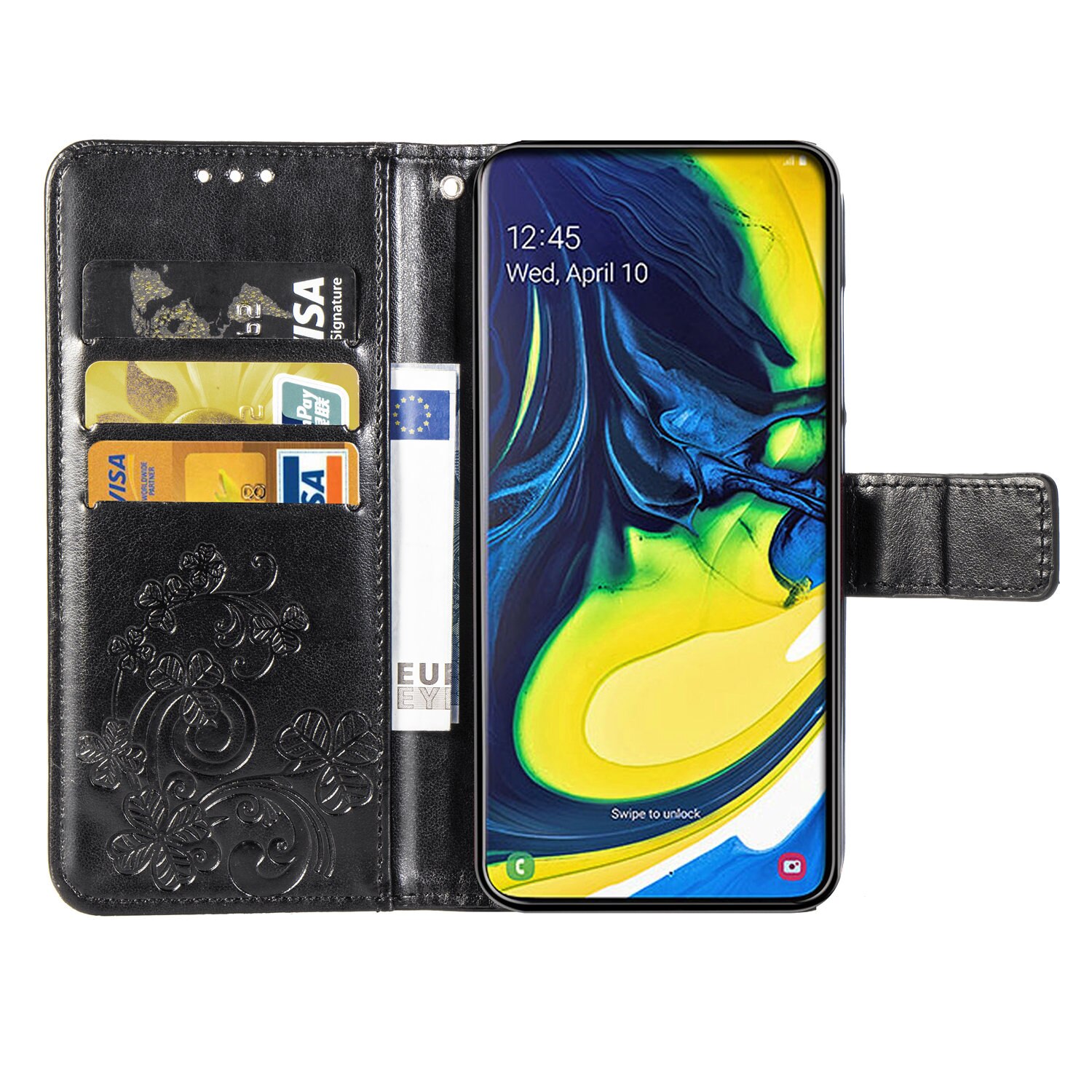Case Nokia 8 #เคสฝาพับมีช่องใส่บัตร Imprint Clover Pattern Leather Wallet