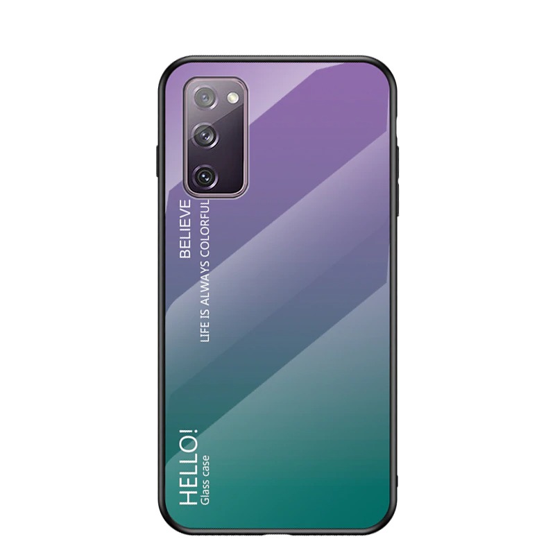 เคส Samsung Galaxy M51 #เคสฝาหลัง Gradient Color Glass + PC + TPU Hybrid Case