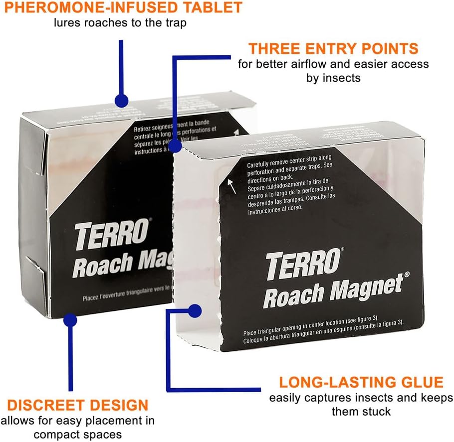 TERRO® Roach Magnet® Baited Insect 12 Traps Model T256 กับดัก แมลงสาบ