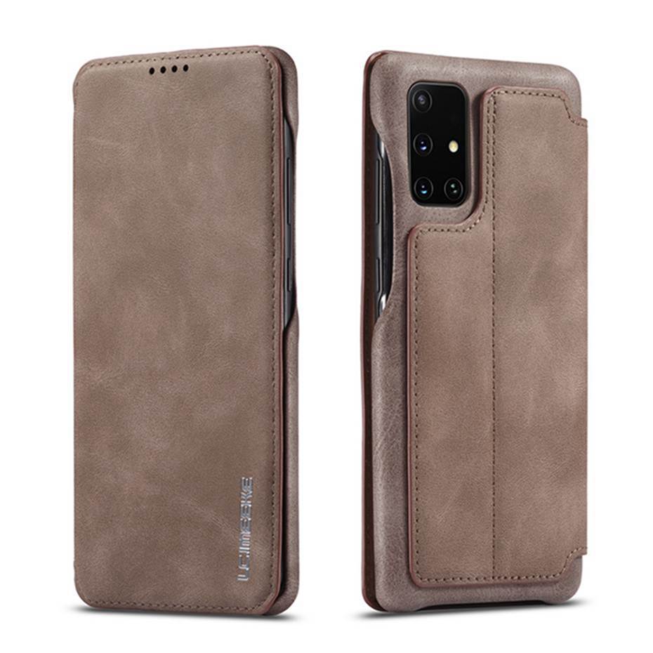 Case Samsung Galaxy A51 #เคสฝาพับหนัง PU มีช่องใส่บัตร LC.IMEEKE Retro Style Leather Card Holder