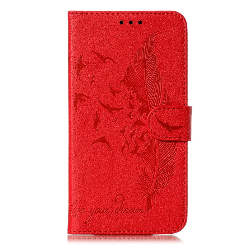 เคส Samsung Galaxy S20 Ultra / S20 Ultra 5G #เคสฝาพับแบบกระเป๋าสตางค์หนัง PU พิมพ์ลายขนนก