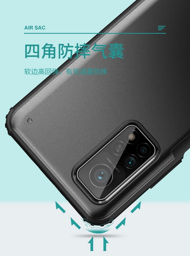 Case Xiaomi Mi 10T Pro #เคสฝาหลังโปร่งแสงสีขุ่นขอบทึบ +TPU Hybrid Case