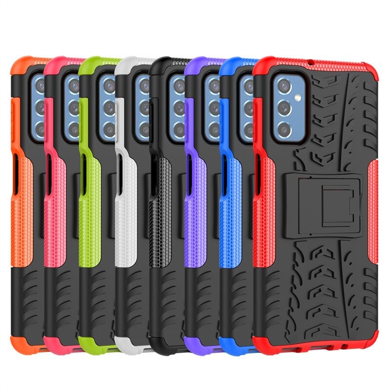 เคส Samsung Galaxy M52 5G #เคสฝาหลังกันลื่น Cool Tyre Pattern Kickstand (PC + TPU)