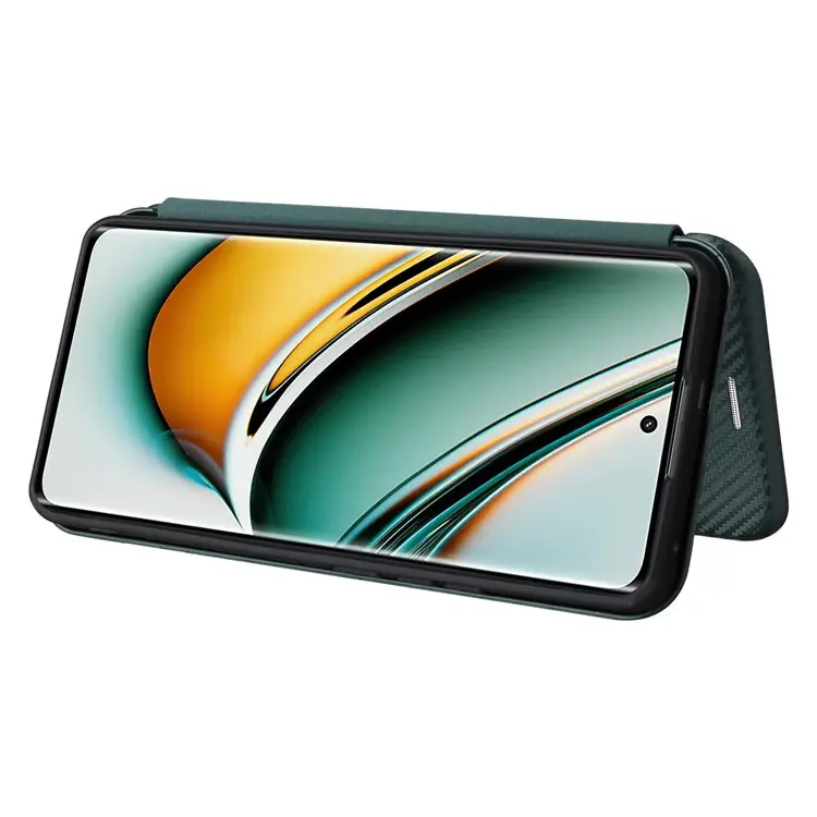 เคส realme 11 Pro Plus 5G#เคสฝาพับลายคาร์บอนไฟเบอร์มีช่องใส่การ์ด Carbon Fiber Wallet Card Slot Magnet Stand Phone Cover