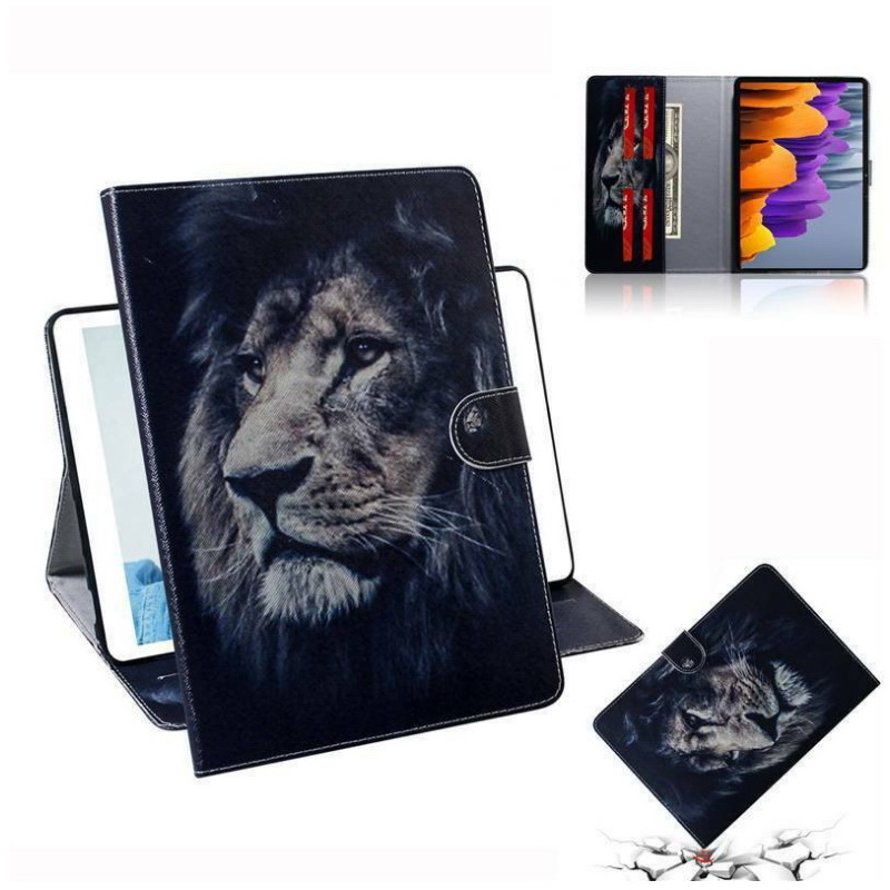 Case Samsung Galaxy Tab S7 SM-T870 SM-T875 #เคสแบบฝาพับพิมพ์ลายหนัง PU + TPU สไตล์กระเป๋าสตางค์