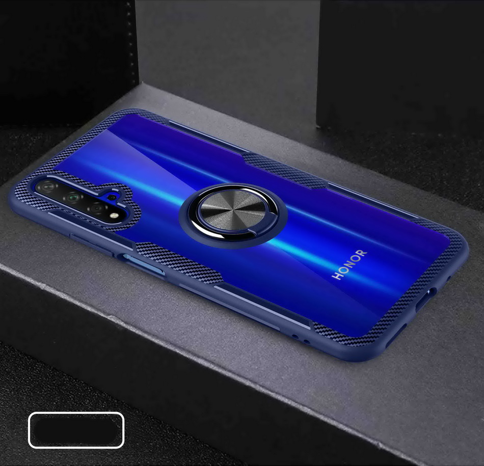 Case Huawei Nova 5T #เคสฝาหลังใสขอบทึบมีแหวนสวมนิ้วโลหะ TPU + PC