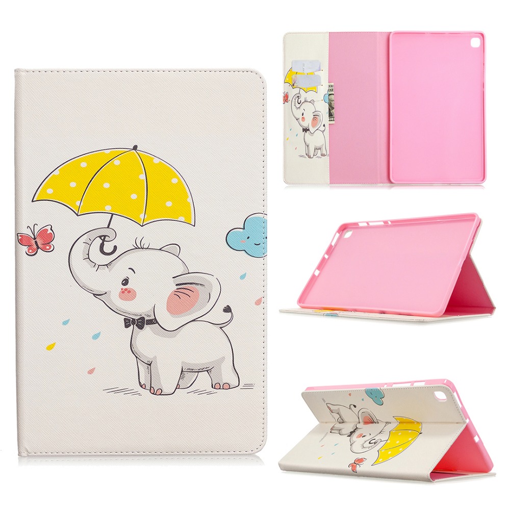 เคส Samsung Galaxy Tab S6 Lite 10.4 SM-P610 P615 P617 #เคสฝาพับหนัง PU พิมพ์ลาย Cartoon Animal PU Leather Case Stand Cover