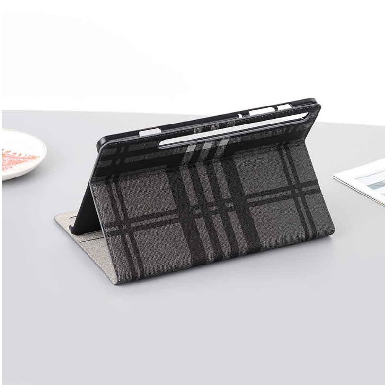 Case Samsung Galaxy Tab S7 SM-T870 SM-T875#เคสฝาพับกระเป๋าสตางค์หนัง PU รูปแบบลายสก็อต