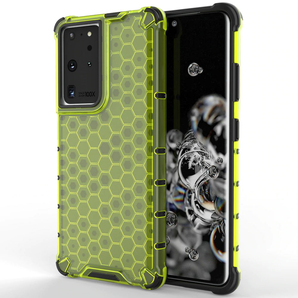 เคส Samsung Galaxy S21 Ultra #เคสฝาหลังกันกระแทก Honeycomb Shock Absorber TPU + PC + Silicone Hybrid