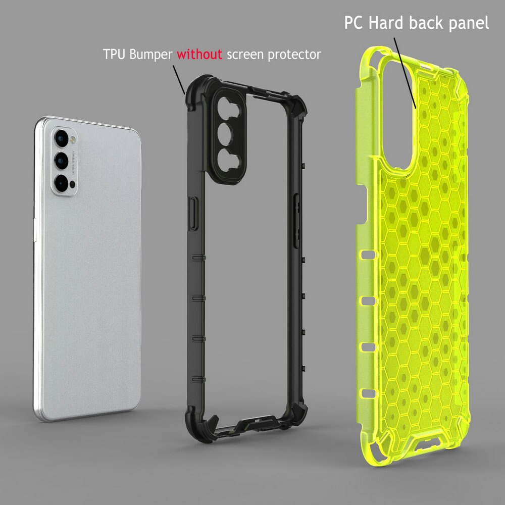 Case OPPO Reno 4 Pro 5G #เคสฝาหลังกันกระแทก Honeycomb Shock Absorber TPU + PC + Silicone Hybrid