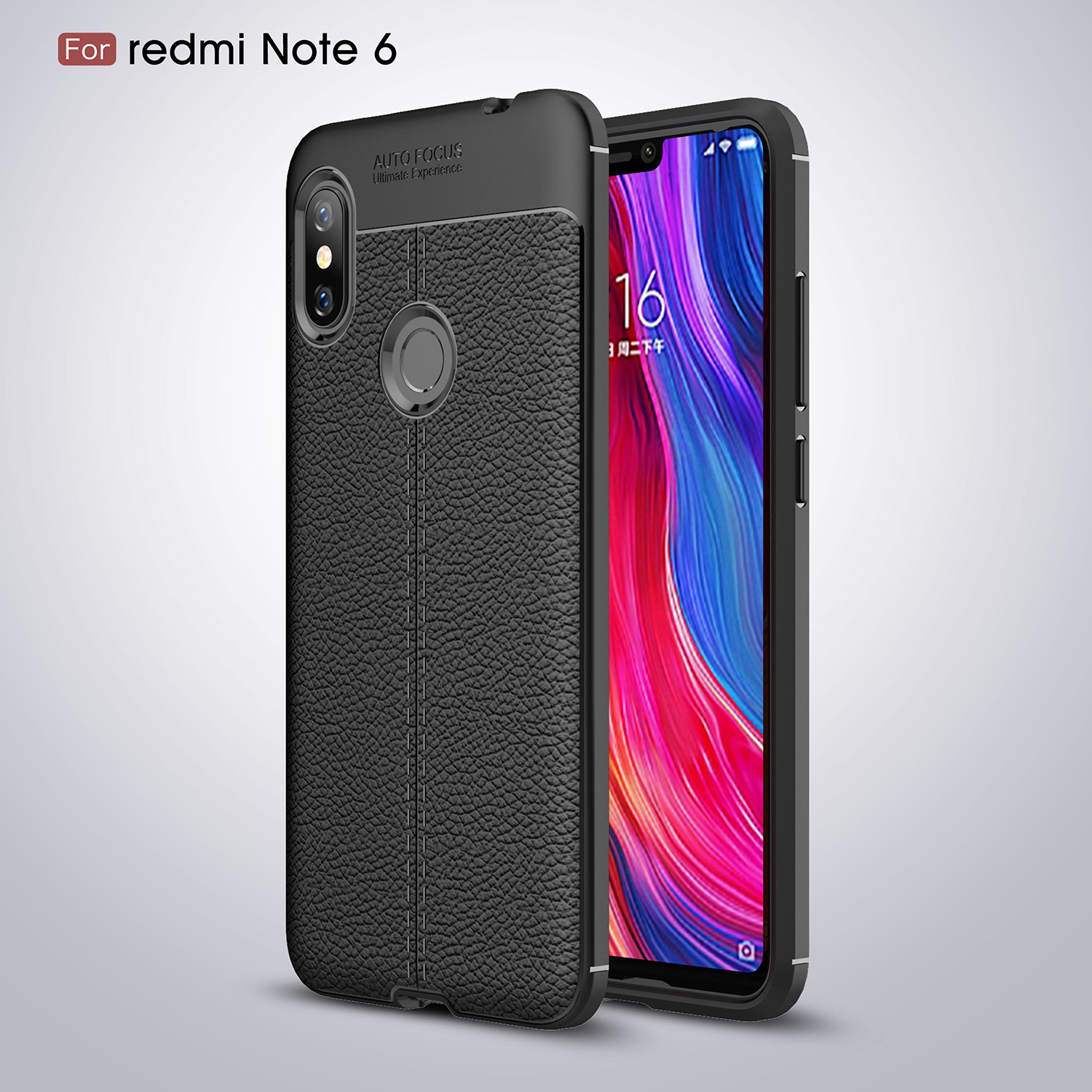 เคส Xiaomi Redmi Note 6 Pro #เคสฝาพับแบบฝาหลัง TPU นิ่มลายหนัง PU ผิวลิ้นจี่ช่วยป้องกันลายนิ้วมือและกันลื่น