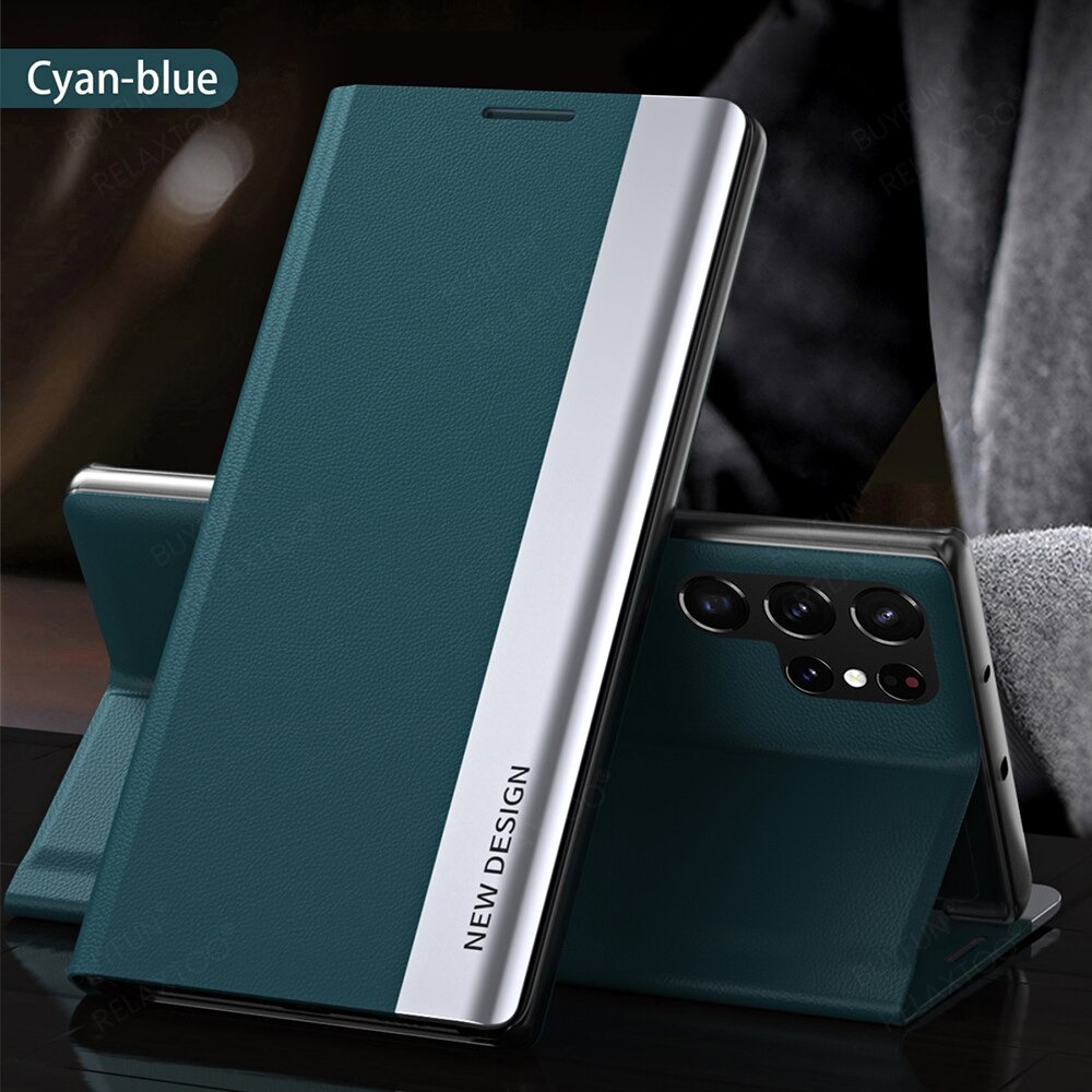 เคส Samsung Galaxy S23+ 5G #เคสฝาพับผิวเคลือบหนัง PU ปิดแม่เหล็ก Bracket Flip Cover Leather Magnetic (สินค้าตัวอย่างสินค้าจริงตรงตามรุ่น)