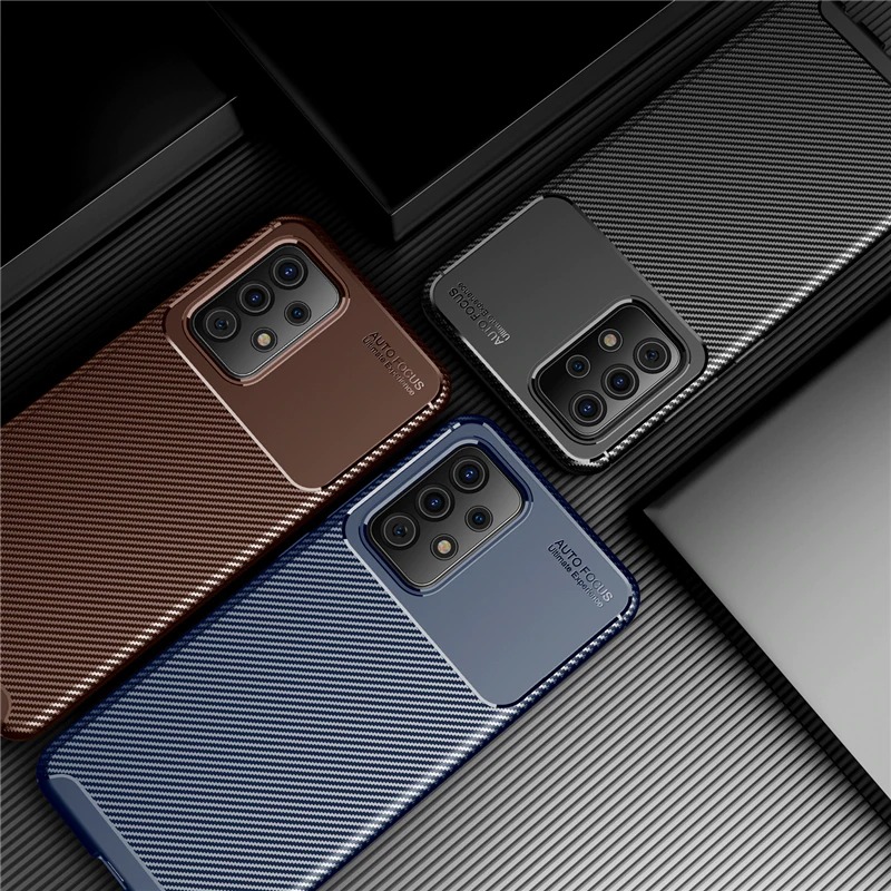 Case Samsung Galaxy A72 / A72 5G #เคสฝาหลังนิ่ม Carbon Fiber Anti-drop TPU Protection
