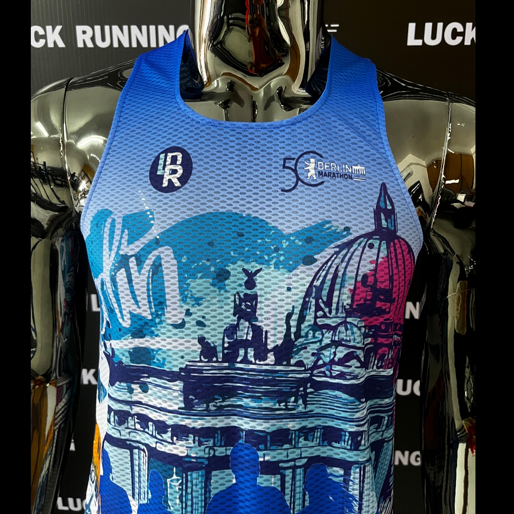 เสื้อวิ่งพิมพ์ลาย Berlin-Marathon x LRN เนื้อผ้า Air Flow Plus สำหรับวิ่งมาราธอน (AP22)