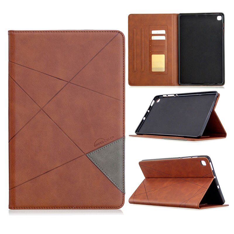 เคส Samsung Galaxy Tab S6 Lite 10.4 SM-P610 P615 P617 #เคสฝาพับหนัง PU มีช่องเสียบ ID บัตรอื่นๆในตัว Geometric Pattern Leather Card Holder Protective