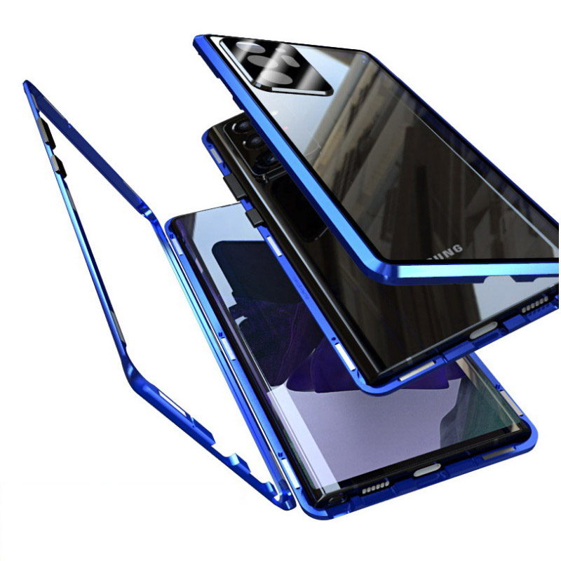 Case Samsung Galaxy Note 20 / Note 20 5G#เคสฝาครอบกระจกประกบหน้าหลังขอบโลหะดูดซับแม่เหล็ก Fully Protection Magnetic Adsorption Glass Metal Phone Protective
