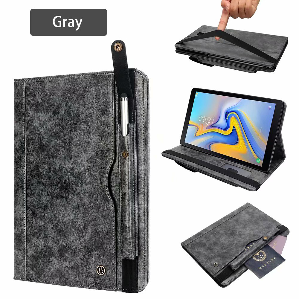 เคส Samsung Galaxy Tab A 10.5 (2018) T590 T595 #เคสฝาพับหนัง PU แบบกระเป๋าสตางค์ Retro Horse Crazy พร้อมช่องปากกา