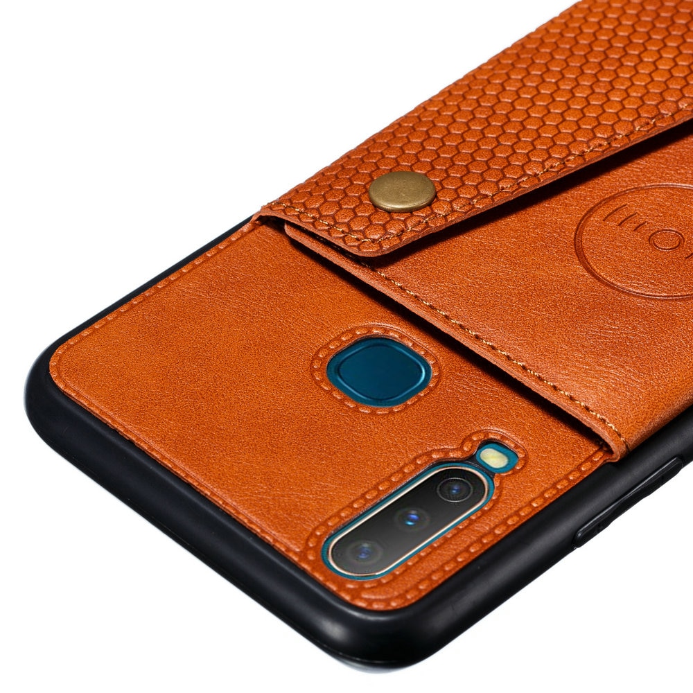 Case vivo Y17 #เคสฝาหลัง TPU เคลือบหนัง PU มีที่เก็บบัตร PU Leather Coated TPU Card Holder Magnetic Kickstand