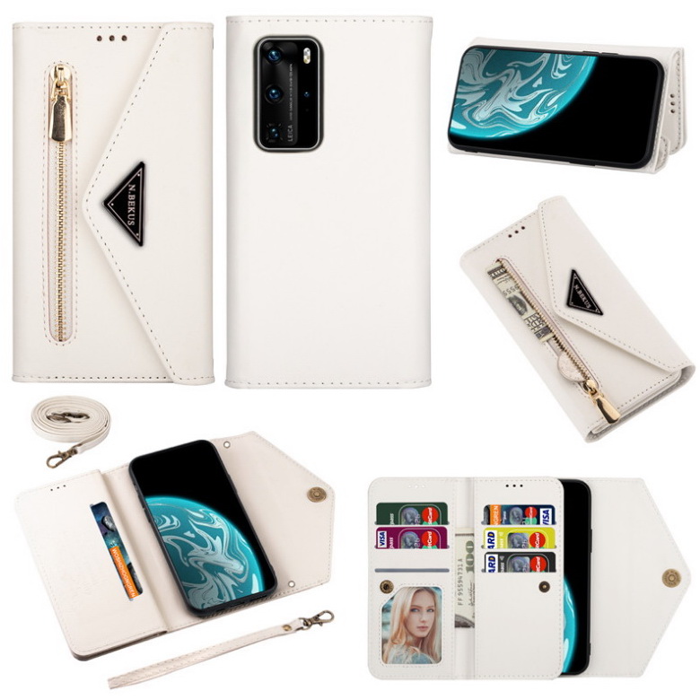 Case Huawei P30 Lite #เคสฝาพับแบบกระเป๋าสตางค์ช่องใส่บัตรหลายช่องพร้อมสายคล้อง Multi-slot Wallet Zippered Envelope Flip Leather