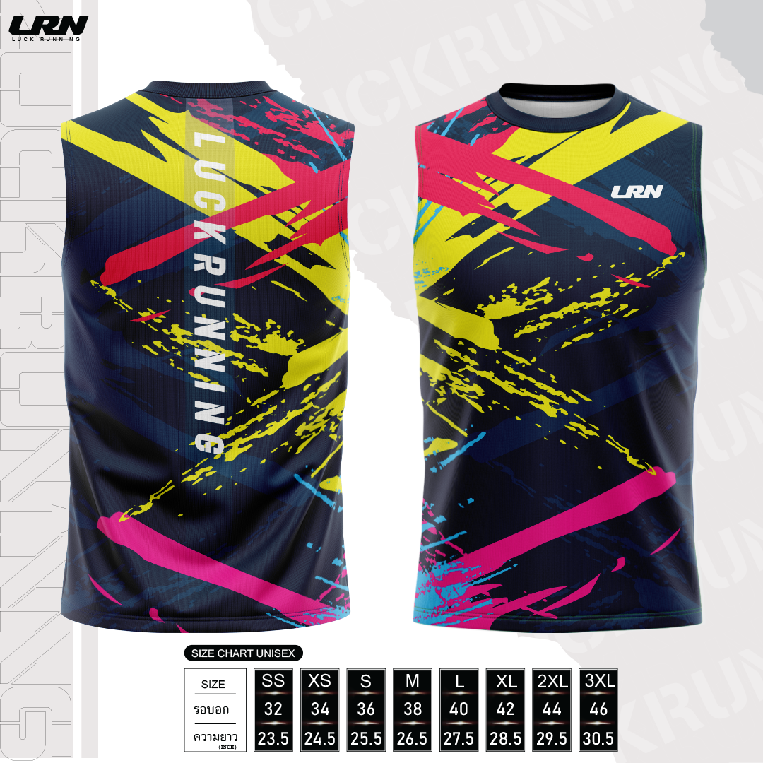 เสื้อวิ่งพิมพ์ลาย LRN Collection 02 เนื้อผ้า Micro Mesh สำหรับวิ่งมาราธอน (MM01)