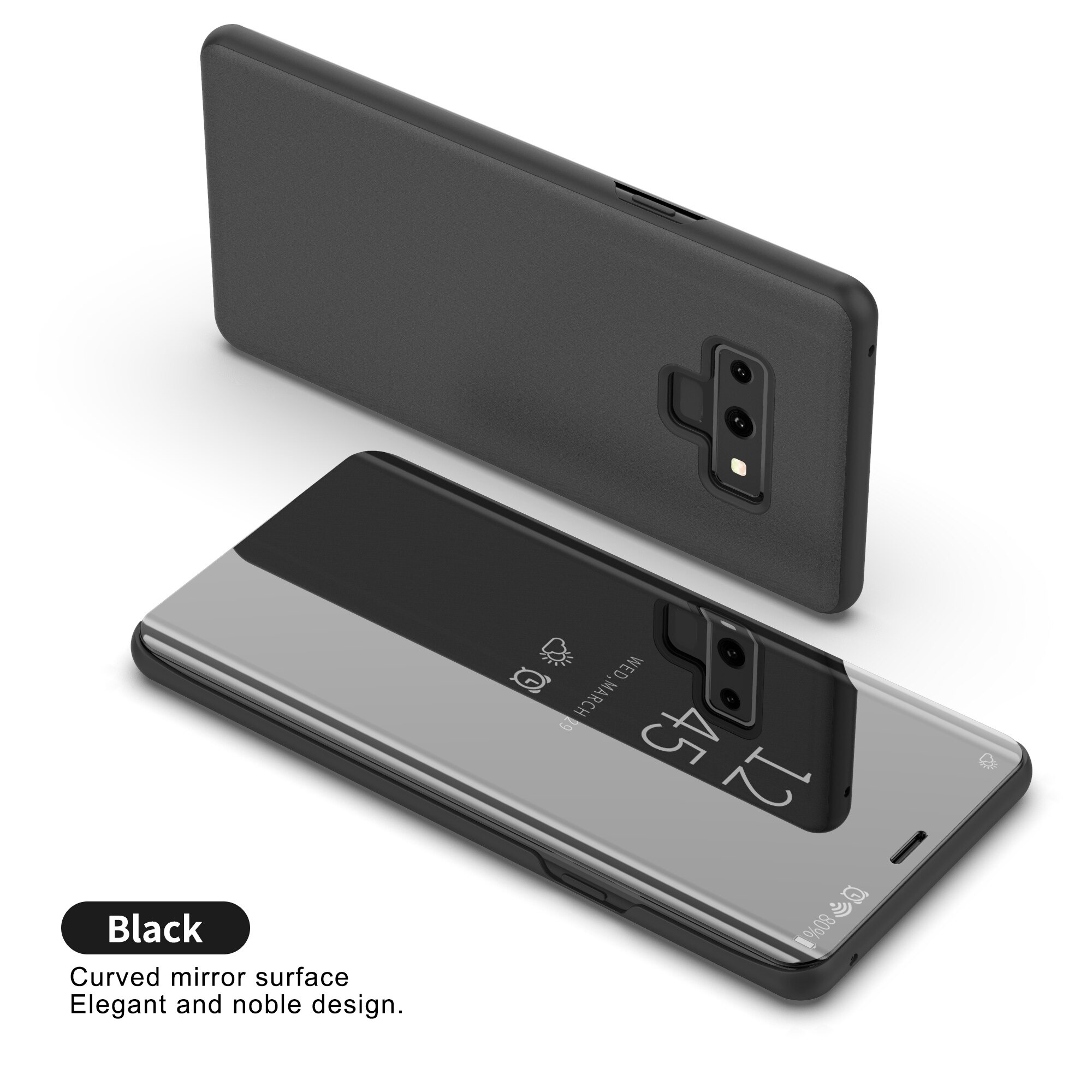 Case Samsung Galaxy Note 9 #เคสฝาพับปกโปร่งแสงผิวเงา Electroplating Mirror Surface Window View